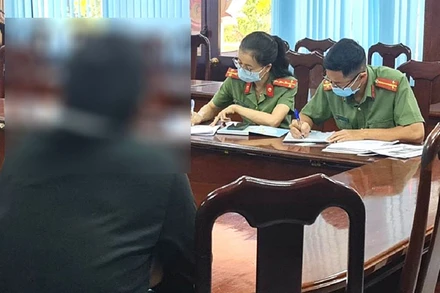 Đối tượng T. tại cơ quan Công an.