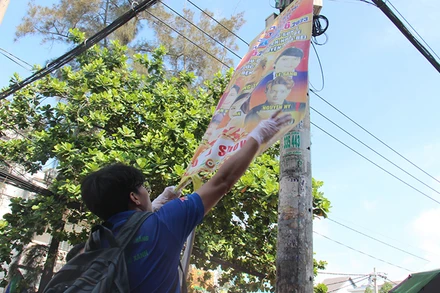 Sau cuộc ra quân, đã tẩy xóa được hơn 500 biển quảng cáo được dán tại các cột điện và các công trình đặt trên tuyến đường.