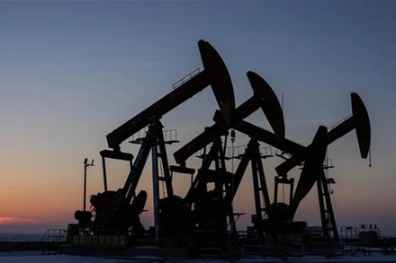 Giếng dầu ở Bàn Cẩm, tỉnh Liêu Ninh, Trung Quốc ngày 1/1/2024. (Ảnh: THX/TTXVN)