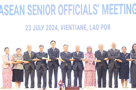 Trưởng SOM các nước ASEAN tại sự kiện. (Ảnh: Bộ Ngoại giao Lào)