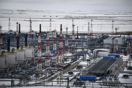 Toàn cảnh giếng khí đốt Bovanenkovo ở bán đảo Yamal, vùng Tây Bắc Siberia thuộc Nga. (Ảnh: AFP/TTXVN)