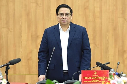 Thủ tướng Phạm Minh Chính phát biểu tại buổi làm việc. (Ảnh: TRẦN HẢI)