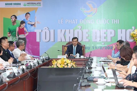 Quang cảnh buổi gặp mặt báo chí.