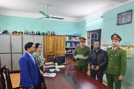 Lái xe container Lê Văn Tân tại Cơ quan Cảnh sát điều tra Công an tỉnh Tuyên Quang.