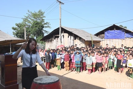 Học trò tại một điểm trường vùng cao của tỉnh Cao Bằng (Ảnh: DUY LINH)