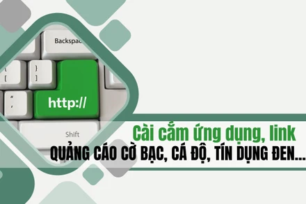 Cảnh báo đối tượng xấu cài cắm ứng dụng, link quảng cáo cờ bạc, cá độ, tín dụng đen...