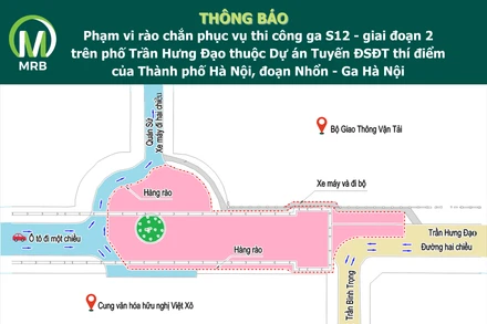 Sơ đồ phân luồng di chuyển cho các phương tiện qua khu vực ga ngầm S12.