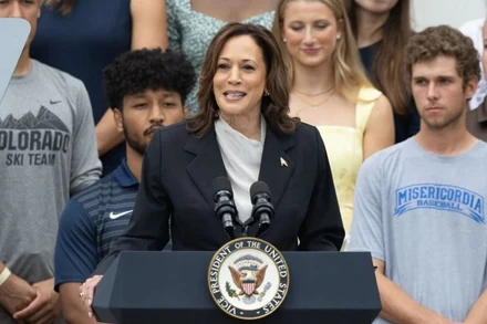 Phó Tổng thống Mỹ Kamala Harris phát biểu tại Washington, D.C. ngày 22/7/2024. (Ảnh: THX/TTXVN)