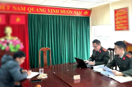 Đối tượng C.V.Q tại cơ quan Công an.