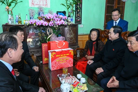 Phó Chủ tịch Thường trực Quốc hội Trần Thanh Mẫn và đoàn công tác thăm, chúc Tết Mẹ Việt Nam Anh hùng Đồng Thị Tuyên tại xã Đào Mỹ, huyện Lạng Giang.