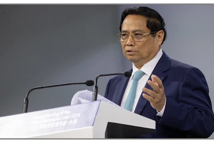 Thủ tướng Phạm Minh Chính phát biểu tại Phiên toàn thể. (Ảnh: WEF)