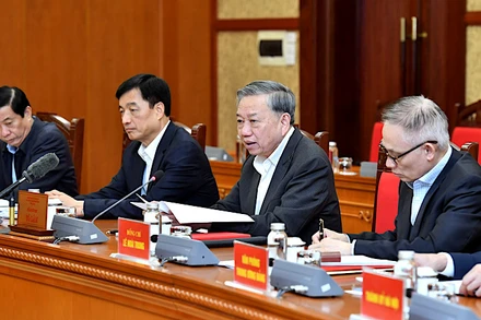 Tổng Bí thư Tô Lâm chủ trì làm việc với Đảng ủy Thanh tra Chính phủ và các cơ quan, đơn vị và thành phố Hà Nội. (Ảnh: ĐĂNG KHOA)