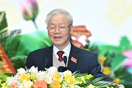 Tổng Bí thư Nguyễn Phú Trọng phát biểu chỉ đạo đại hội. (Ảnh: ĐĂNG KHOA)