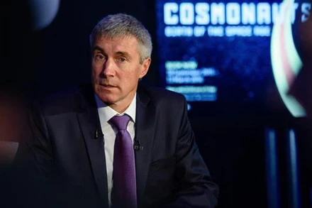 Ông Sergei Krikalev phát biểu tại một cuộc họp báo ở London (Anh). (Ảnh: AFP/TTXVN)