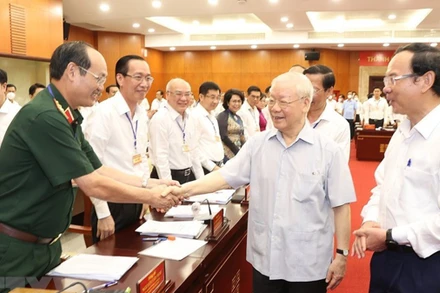 Hình ảnh Tổng Bí thư Nguyễn Phú Trọng thăm và làm việc tại Thành phố Hồ Chí Minh. (Ảnh: TTXVN)