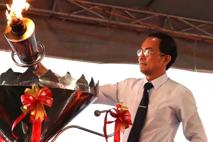 Ông Võ Văn Chánh trong một sự kiện khi đang giữ chức Bí thư Thành ủy Biên Hòa.