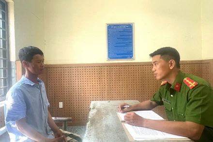 Đối tượng Lê Văn Thắng tại Cơ quan điều tra.