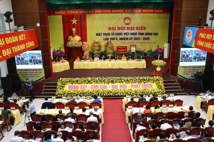 Quang cảnh Đại hội Mặt trận Tổ quốc tỉnh Đồng Nai lần thứ 10, nhiệm kỳ 2024-2029.