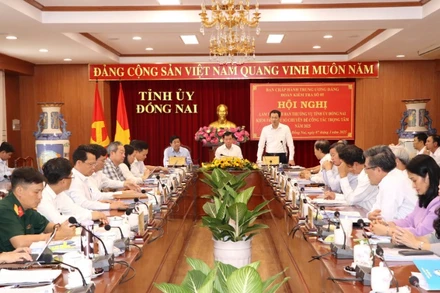 Quang cảnh buổi làm việc Đoàn kiểm tra số 5 của Bộ Chính trị với Ban Thường vụ Tỉnh ủy Đồng Nai.