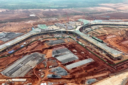 Nhà ga hành khách, được xem là "trái tim" dự án sân bay Long Thành giai đoạn 1 đang được đẩy nhanh tiến độ.