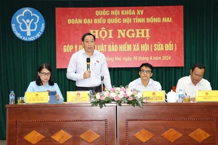 Phó trưởng Đoàn đại biểu Quốc hội Đồng Nai Bùi Xuân Thống phát biểu tại hội nghị.