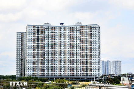 Khu cao tầng Jamona Apatment (quận 7, Thành phố Hồ Chí Minh) được xem là dự án xã hội có quy mô lớn nhất Nam Sài Gòn. (Ảnh: Hồng Đạt/TTXVN)