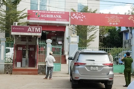 Khu vực xảy ra vụ cướp ngân hàng.