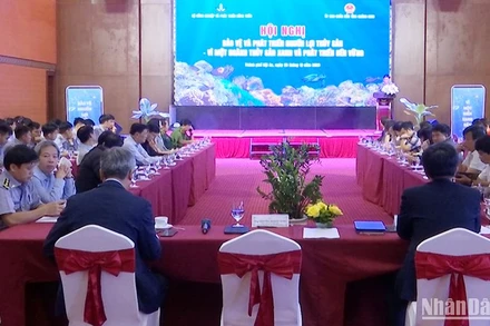 Quang cảnh hội nghị bảo vệ và phát triển nguồn lợi thủy sản - Vì một ngành thủy sản xanh và phát triển bền vững.