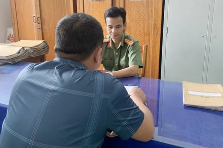 Công an huyện Bắc Trà My làm việc với ông P.T.T.