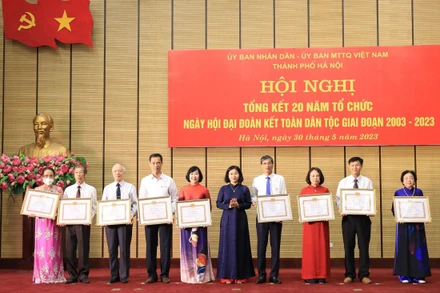 Các tập thể có thành tích tiêu biểu nhận Bằng khen tại Hội nghị Tổng kết 20 năm tổ chức Ngày hội Đại đoàn kết toàn dân tộc giai đoạn 2003-2023. 