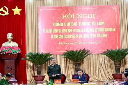 Đại tướng Tô Lâm phát biểu tại buổi làm việc với Ban Thường vụ Tỉnh ủy Bắc Ninh.