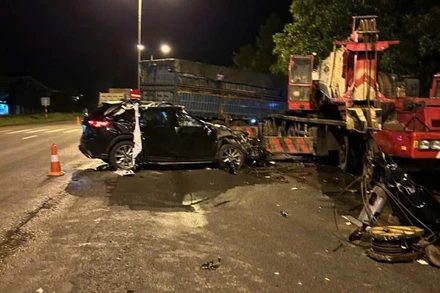 Hiện trường vụ tai nạn do Trần Nam Trung gây ra tối 18/7/2024.