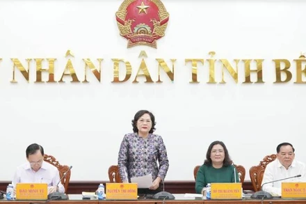 Thống đốc Ngân hàng Nhà nước Nguyễn Thị Hồng phát biểu tại buổi làm việc