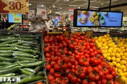 Người tiêu dùng mua sắm tại siêu thị ở Stockholm, Thụy Điển. (Nguồn: THX/TTXVN)