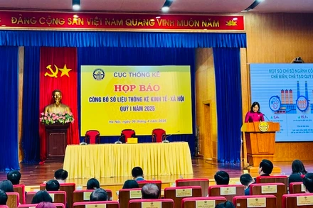 Cục trưởng Cục Thống kê (Bộ Tài chính) Nguyễn Thị Hương công bố số liệu thống kê.