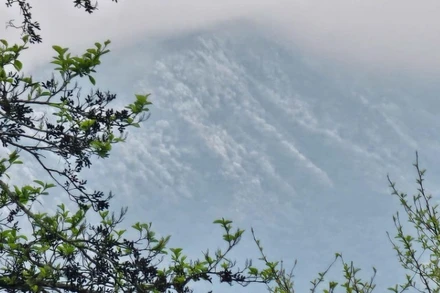 Băng tuyết đã xuất hiện trên các đỉnh núi ở Sa Pa sáng 19/3.