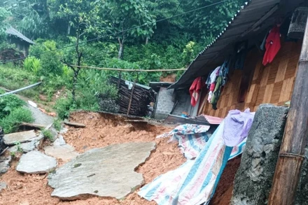 Mưa lớn gây hư hại nhà ở của người dân ở xã Tòng Sành, huyện Bát Xát- Lào Cai. (Ảnh: TL)
