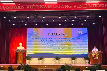 Giám đốc Học viện Báo chí và Tuyên truyền PGS, TS Phạm Minh Sơn phát biểu tại buổi khảo sát. 