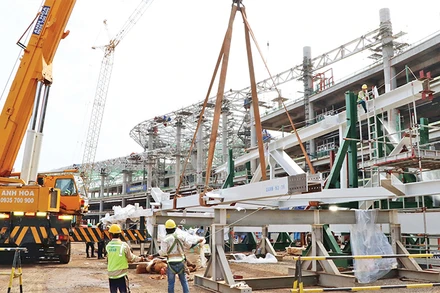 Nhà ga hành khách Cảng hàng không quốc tế Long Thành đang được đẩy nhanh tiến độ xây dựng. 