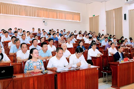 Các học viên tham dự lớp bồi dưỡng, cập nhật kiến thức dành cho chức danh trưởng ban, phó trưởng ban tuyên giáo cấp ủy cấp tỉnh, thành phố trực thuộc Trung ương và lớp bồi dưỡng, cập nhật kiến thức đối với chức danh phó bí thư cấp ủy cấp huyện năm 2023. (Ảnh Ðức Mạnh) 