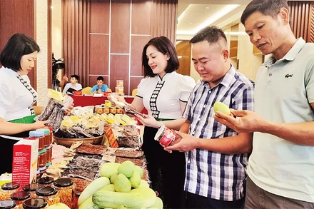 Giới thiệu sản phẩm OCOP tỉnh Sơn La đến khách hàng. 