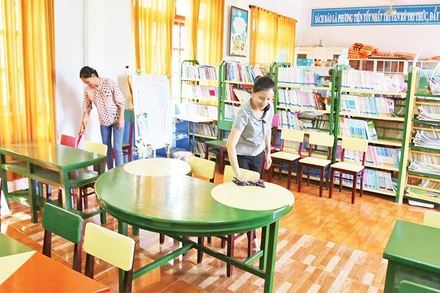 Trường tiểu học Liên Sơn, huyện Tuyên Hóa, tỉnh Quảng Bình phải lấy thư viện làm phòng học. 
