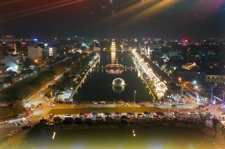 Một góc thành phố Hoa Lư nhìn từ trên cao. (Ảnh: Sở Du lịch Ninh Bình)