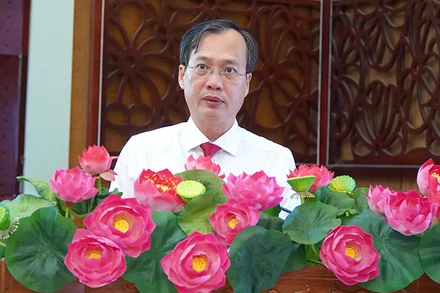 Chủ tịch Ủy ban nhân dân tỉnh Đồng Tháp Trần Trí Quang phát biểu. (Ảnh: HỮU NGHĨA)