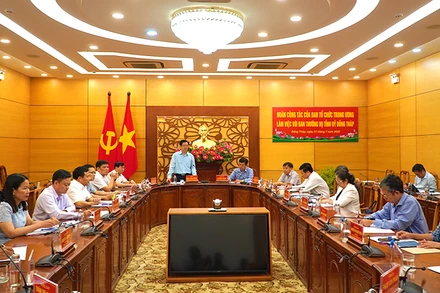 Phó Trưởng Ban Thường trực Ban Tổ chức Trung ương Mai Văn Chính phát biểu kết luận buổi làm việc.