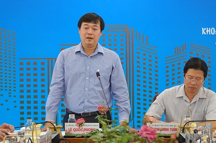 Bí thư Tỉnh ủy Đồng Tháp Lê Quốc Phong phát biểu tại buổi làm việc với Sở Khoa học và Công nghệ. (Ảnh: HỮU NGHĨA)