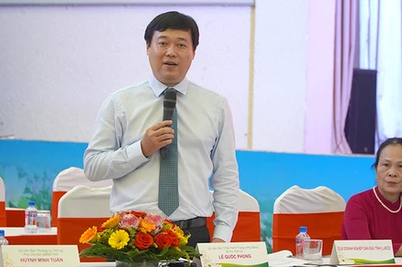 Bí thư Tỉnh ủy Đồng Tháp Lê Quốc Phong phát biểu tại buổi họp mặt. (Ảnh: HỮU NGHĨA)