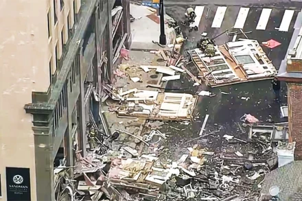 Hiện trường vụ nổ tại khách sạn tại thành phố Fort Worth, bang Texas. (Ảnh: NBCDFW)