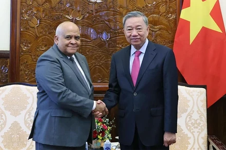 Chiều 24/6, tại Phủ Chủ tịch, Chủ tịch nước Tô Lâm tiếp Đại sứ Cuba tại Việt Nam Orlando Nicolas Hernandez Guillen. (Ảnh: TTXVN)