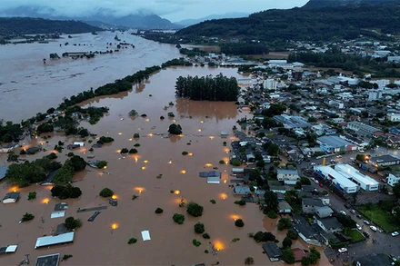 Cảnh ngập úng tại bang Rio Grande do Sul, Brazil. (Ảnh: Reuters)